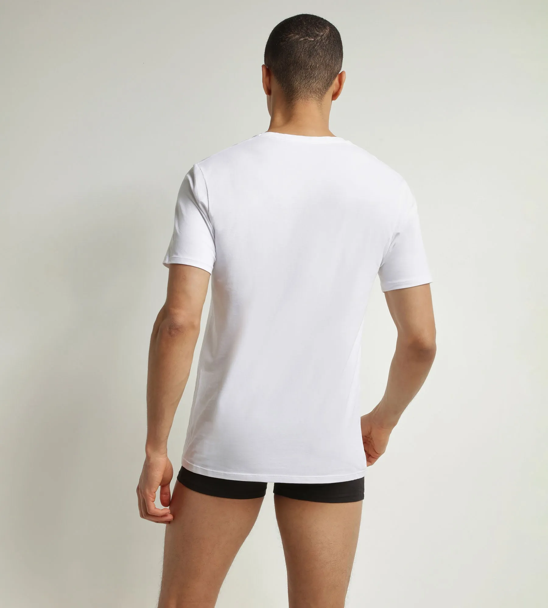 Lot de 2 t-shirts homme en coton bio Blanc Gris à col V Dim Good