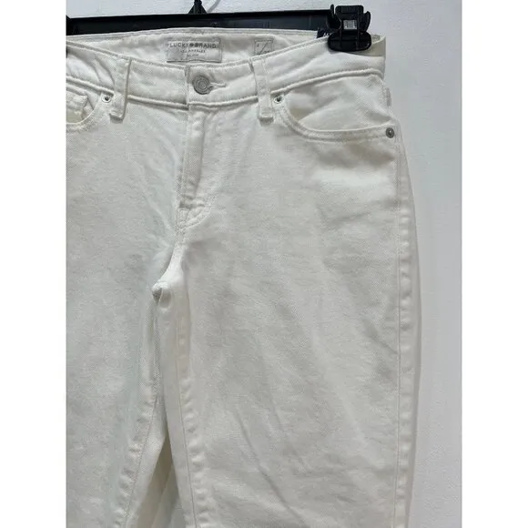 Lucky Brand Size 4/27 Mid Rise Sweet Crop White Jeans MSRP $80 NWT w/ defect