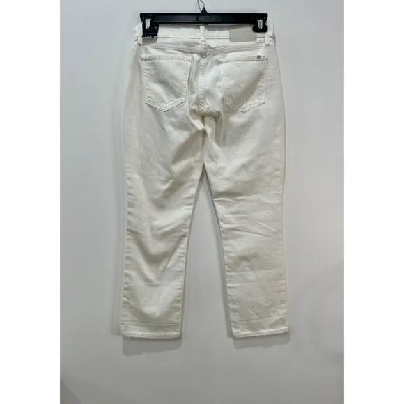 Lucky Brand Size 4/27 Mid Rise Sweet Crop White Jeans MSRP $80 NWT w/ defect