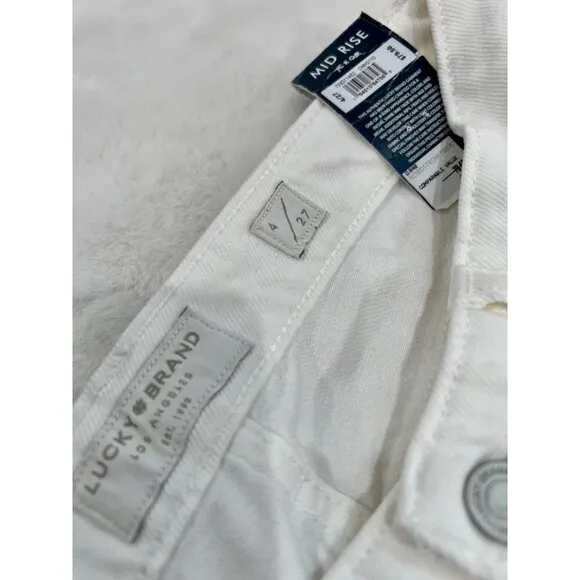Lucky Brand Size 4/27 Mid Rise Sweet Crop White Jeans MSRP $80 NWT w/ defect