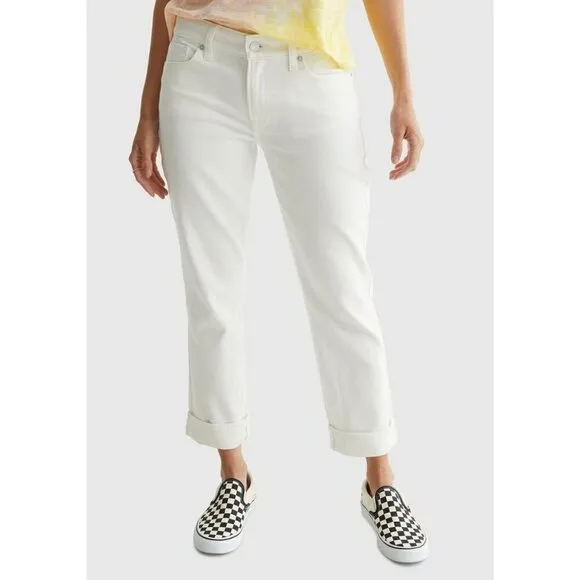 Lucky Brand Size 4/27 Mid Rise Sweet Crop White Jeans MSRP $80 NWT w/ defect