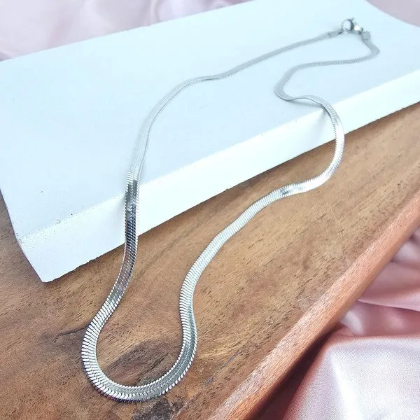Luxe Silver Herringbone Chain - 18"