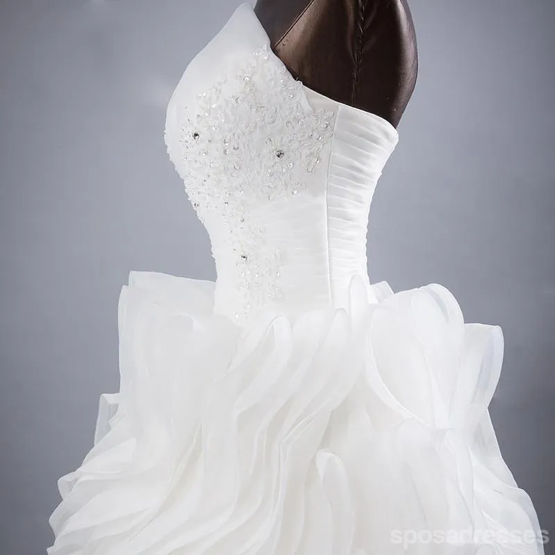 Luxurious Organza Ball Gown A line Wedding Bridal Dresses, Custom Made Wedding Dresses, Affordable Wedding Bridal Gowns, WD254