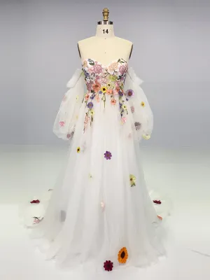 Luxury Embroidery Lace Princess Tulle Wedding Dress Fancy Photo Shoots Gowns YEWEN YW220817