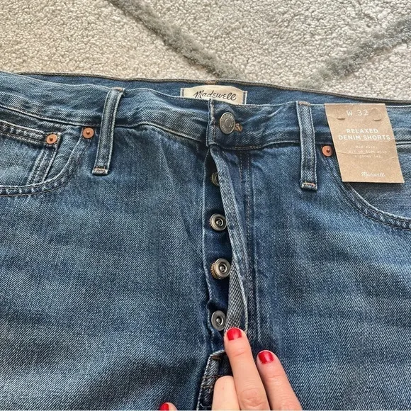 Madewell denim shorts relaxed fit button fly mid rise cut offs 16 new