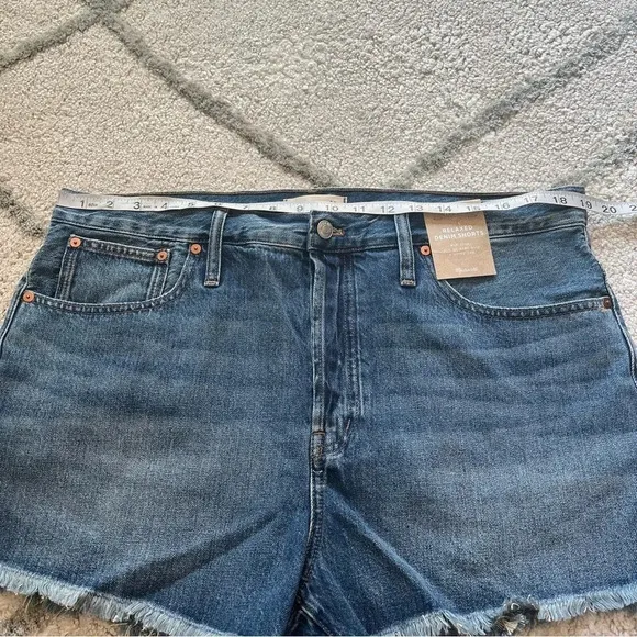 Madewell denim shorts relaxed fit button fly mid rise cut offs 16 new