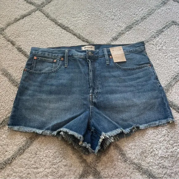 Madewell denim shorts relaxed fit button fly mid rise cut offs 16 new