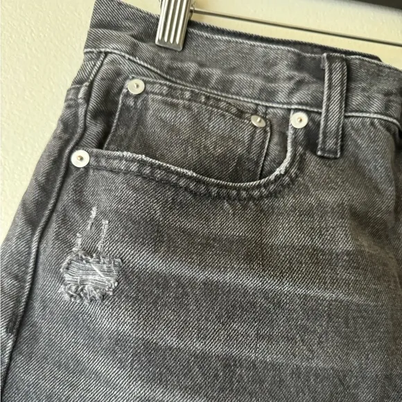 Madewell relaxed mid length denim jean shorts washed black size 27