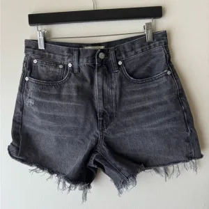 Madewell relaxed mid length denim jean shorts washed black size 27