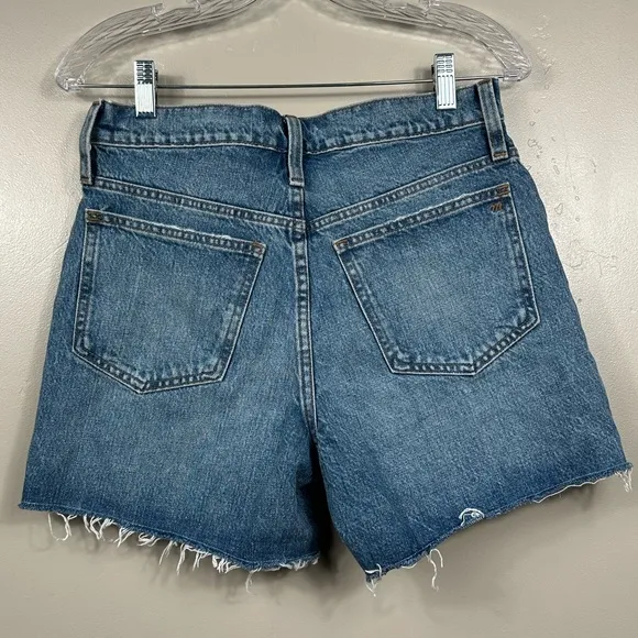 Madwell Relaxed Mid-Length Denim Shorts in Cranwood Wash Blue Size 25