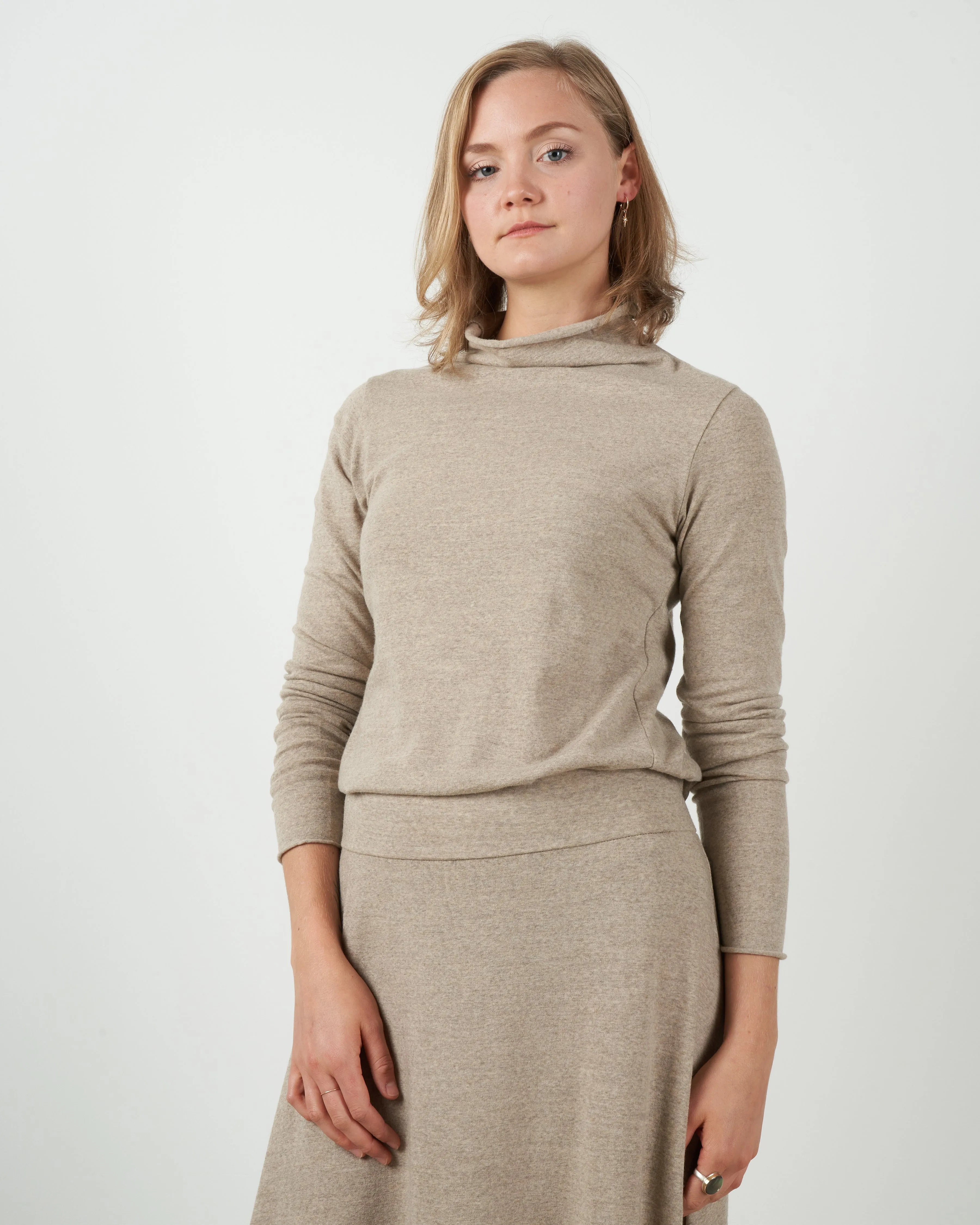 maglia vulcano charme rollneck top - nut