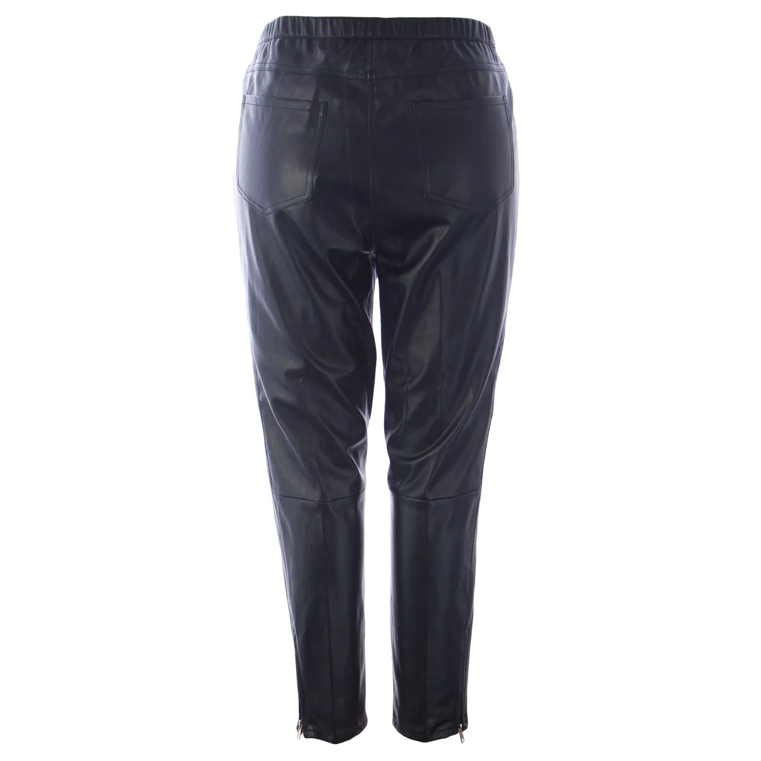 MARINA RINALDI Women's Black Racconto Faux Leather Pants $365 NWT