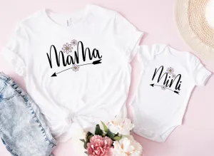 Matching Mini & Mama Mummy Personalised T-Shirt & Vest arrows - White Only