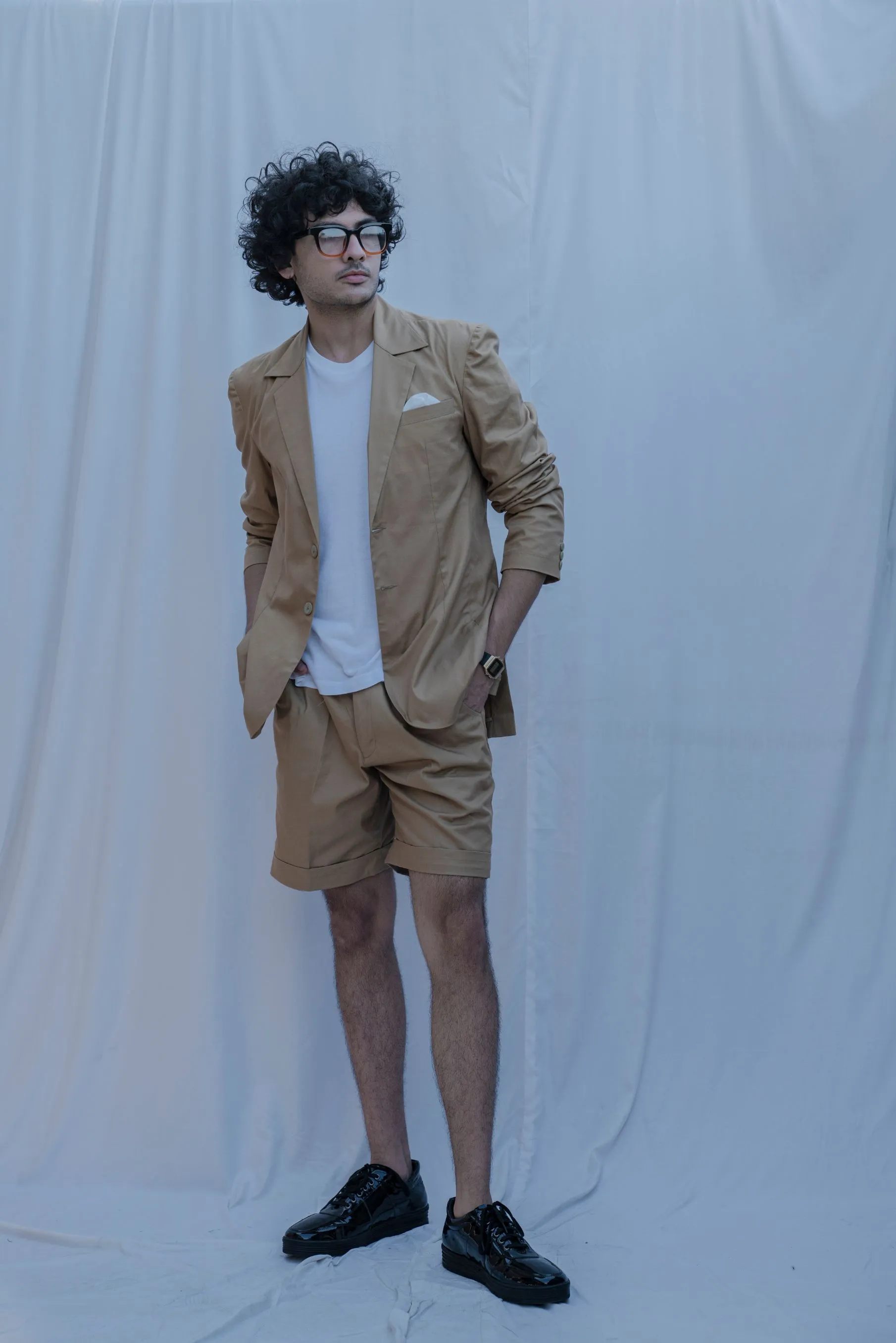 Memphis - Tan Suit With Short Pant Set