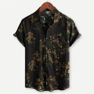 Men’s Retro Faded Floral Airy Shirt