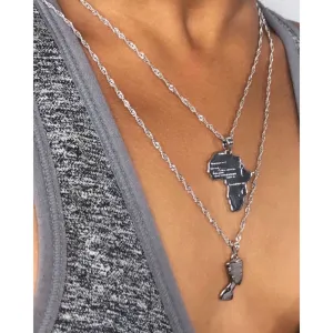 Mini Nefertiti and mini africa necklace SET silver, nefertiti necklace , nefertit pendant , silver africa map mini necklace charm