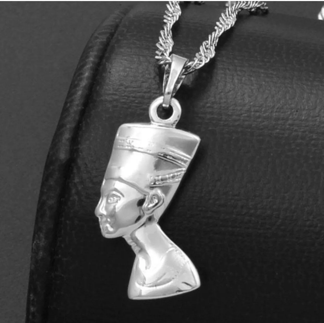 Mini Nefertiti and mini africa necklace SET silver, nefertiti necklace , nefertit pendant , silver africa map mini necklace charm