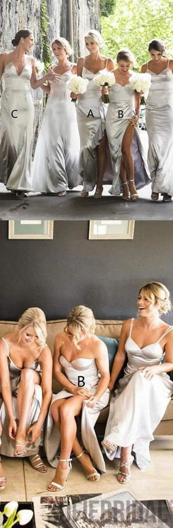 Mismatched Silver Bridesmaid Dresses, Long Bridesmaid Dresses, Popular Bridesmaid Dresses, PD0511