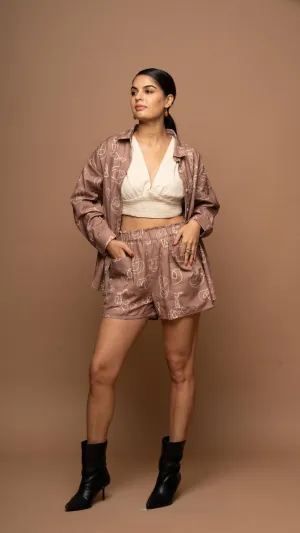 Mocha Mirage Co-ord Shorts Set in And I dream more Pattern