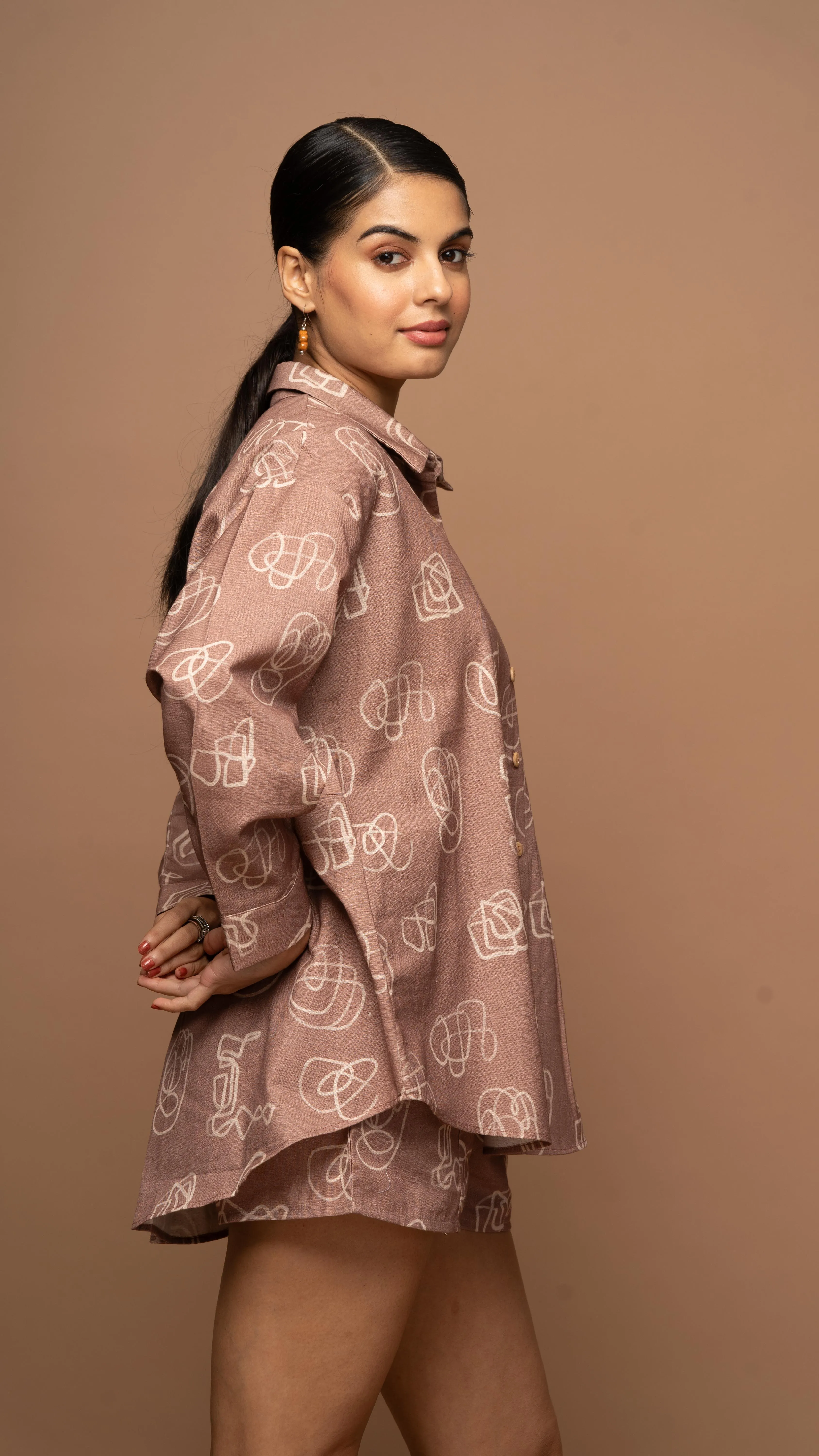 Mocha Mirage Co-ord Shorts Set in And I dream more Pattern