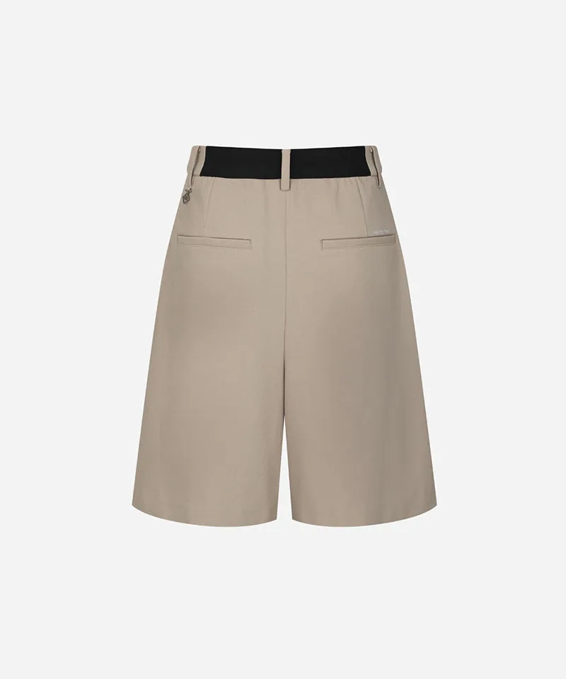 Monday Flow Relaxed Knee Length Shorts - Beige