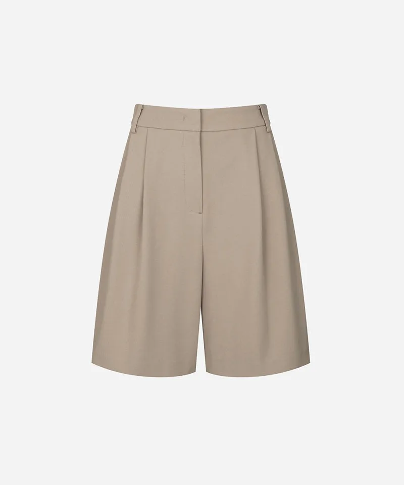 Monday Flow Relaxed Knee Length Shorts - Beige