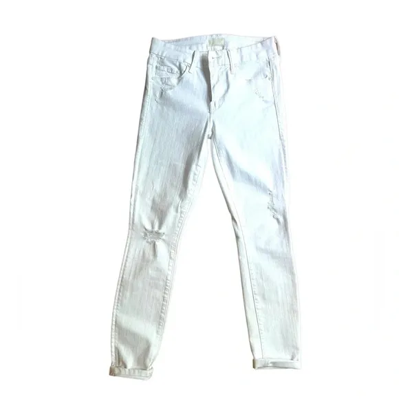 Mother The Looker 25 0 Stayin' Rowdy Distressed White Jeans Denim Skinny