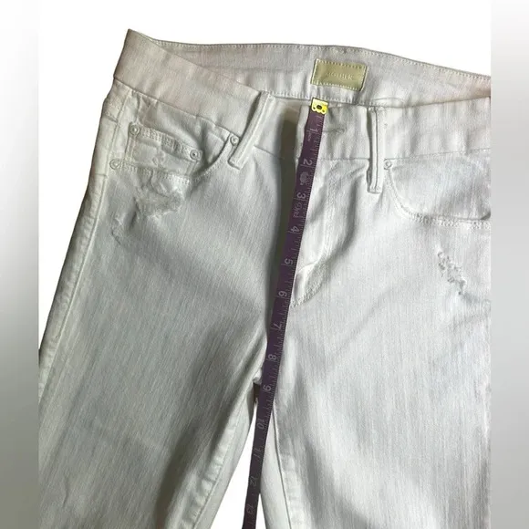 Mother The Looker 25 0 Stayin' Rowdy Distressed White Jeans Denim Skinny