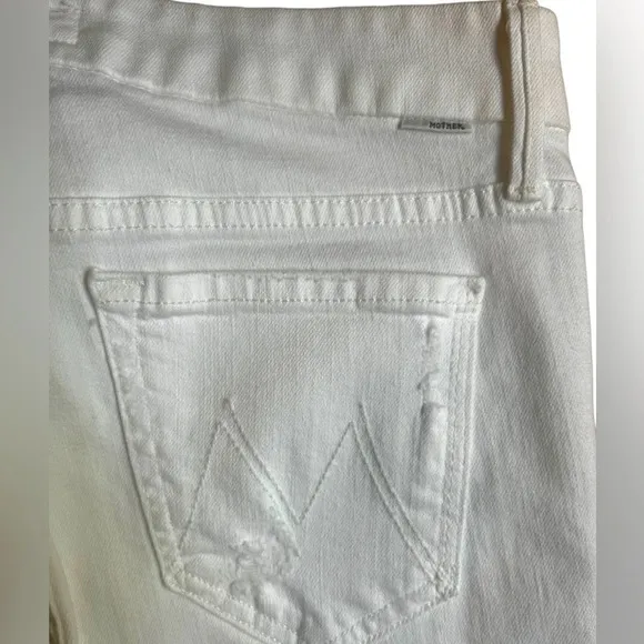 Mother The Looker 25 0 Stayin' Rowdy Distressed White Jeans Denim Skinny
