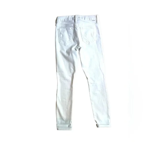 Mother The Looker 25 0 Stayin' Rowdy Distressed White Jeans Denim Skinny