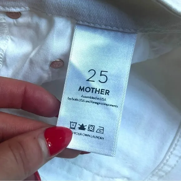 Mother The Looker 25 0 Stayin' Rowdy Distressed White Jeans Denim Skinny