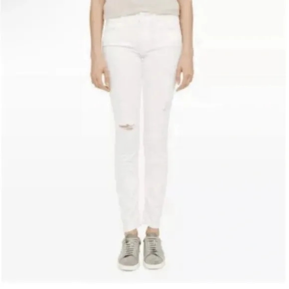 Mother The Looker 25 0 Stayin' Rowdy Distressed White Jeans Denim Skinny