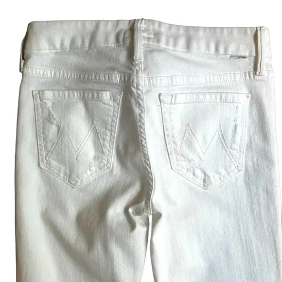 Mother The Looker 25 0 Stayin' Rowdy Distressed White Jeans Denim Skinny