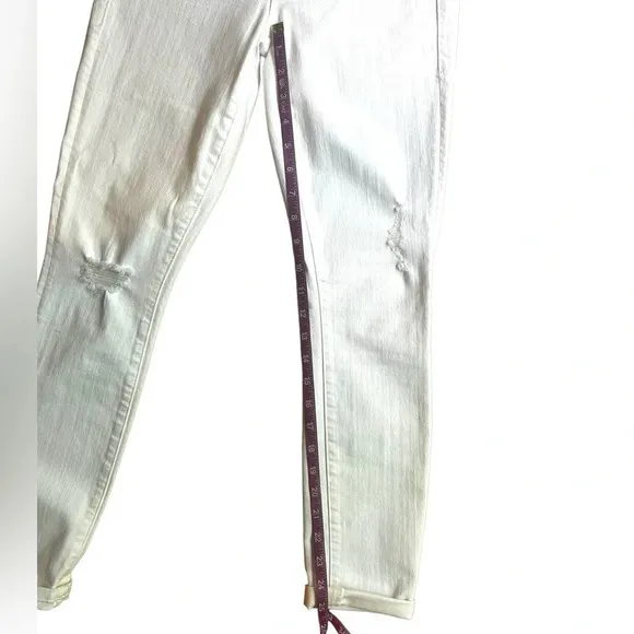 Mother The Looker 25 0 Stayin' Rowdy Distressed White Jeans Denim Skinny