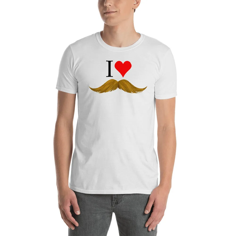 Movember T Shirts I love Mustache T Shirts White I Love Blond Mustaches T Shirt for Men