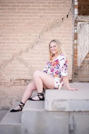 Multi Colored Bouquet Romper Shorts