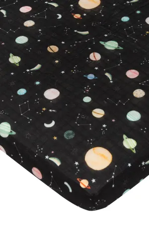 Muslin Fitted Crib Sheet - Planets