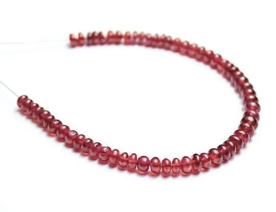 Natural Glass Fill Ruby Smooth Polished Rondelle Beads Strand 7" 3mm 4mm