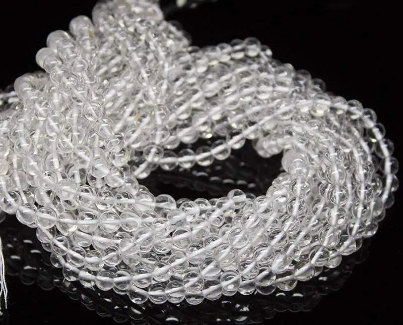 Natural White Crystal Quartz Smooth Round Beads 5mm 5.5mm 14inches