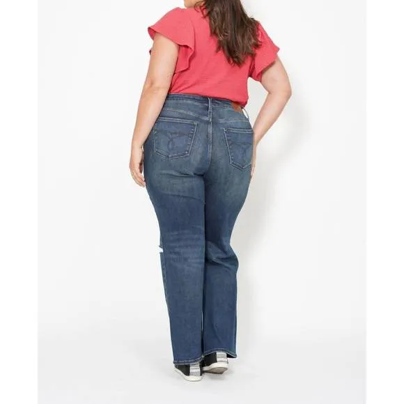 NEW JUDY BLUE high waist knee ripped denim jeans in blue