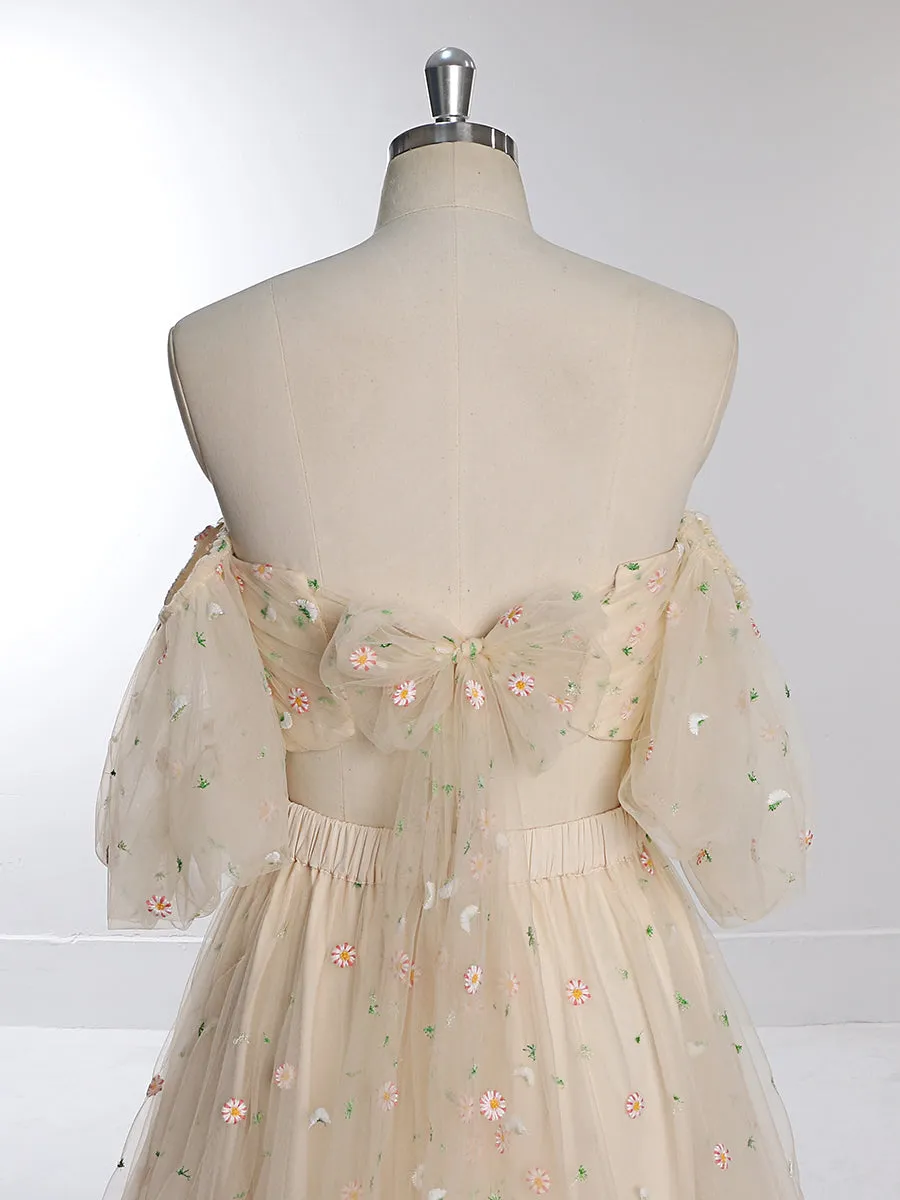 New Tulle with Embroidered Woman 2 Pieces Set Gown Elastic Waist Photo Shoots Dress YW231030