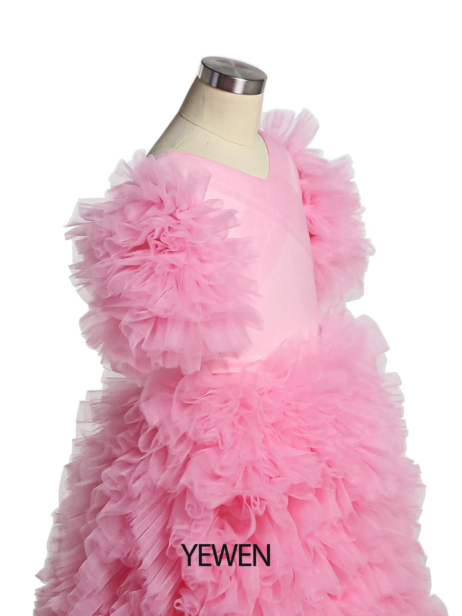 New V Neck First Communion Dresses for Girls flower girl dresses for weddings Princess Party Dress Photo shooting Dress YEWEN