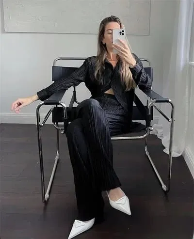 NEW Women's Elegant Pleated Two-Piece Set