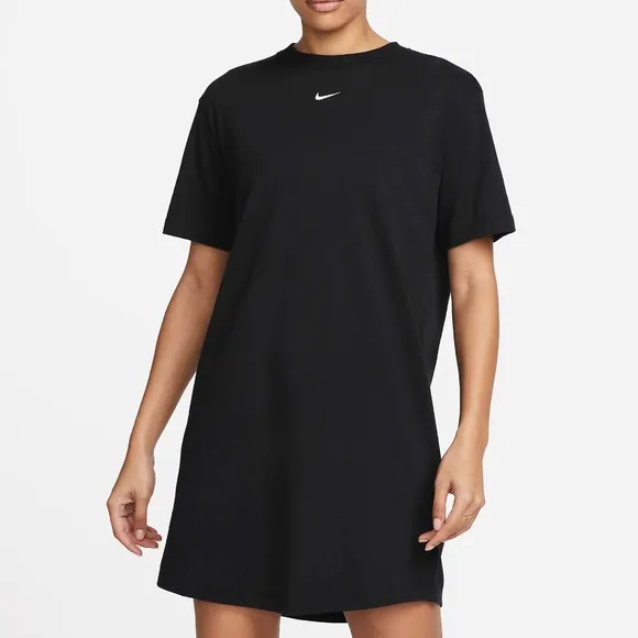 Nike Women's Sportswear Chill Knit Oversized 100% Cotton T-Shirt Dress In Black