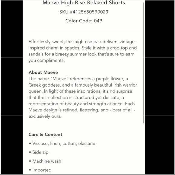 NWT Anthropologie Maeve High Rise Relaxed Shorts