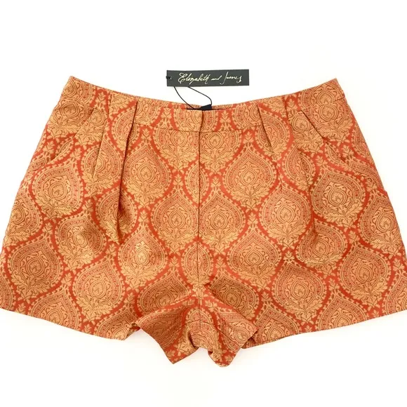 NWT Elizabeth and James Jacquard Stevie Shorts Orange 10