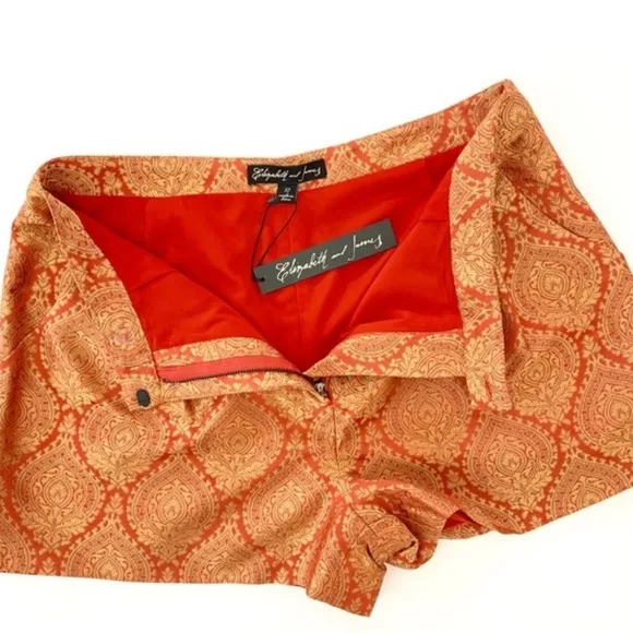 NWT Elizabeth and James Jacquard Stevie Shorts Orange 10
