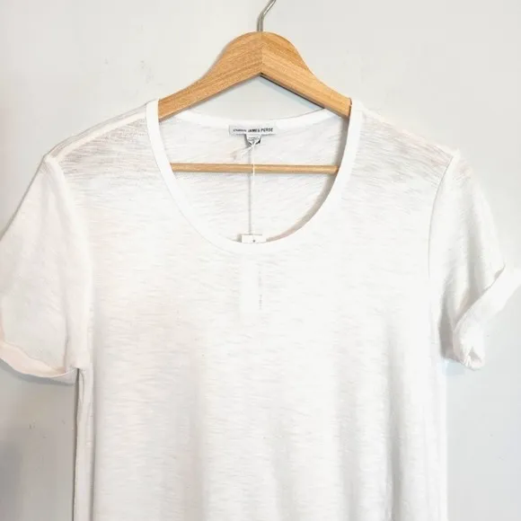 Nwt James Perse White Rolled Sleeve Cotton Blend White T-Shirt Dress Size S Or 4