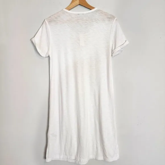 Nwt James Perse White Rolled Sleeve Cotton Blend White T-Shirt Dress Size S Or 4