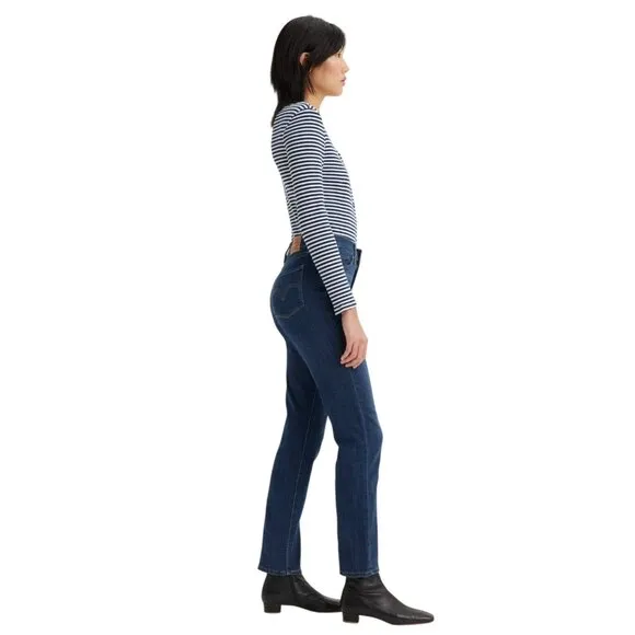 NWT LEVI'S Classic Straight Jeans 28 x 32 6L Dark Wash Stretch Tall 6 Long